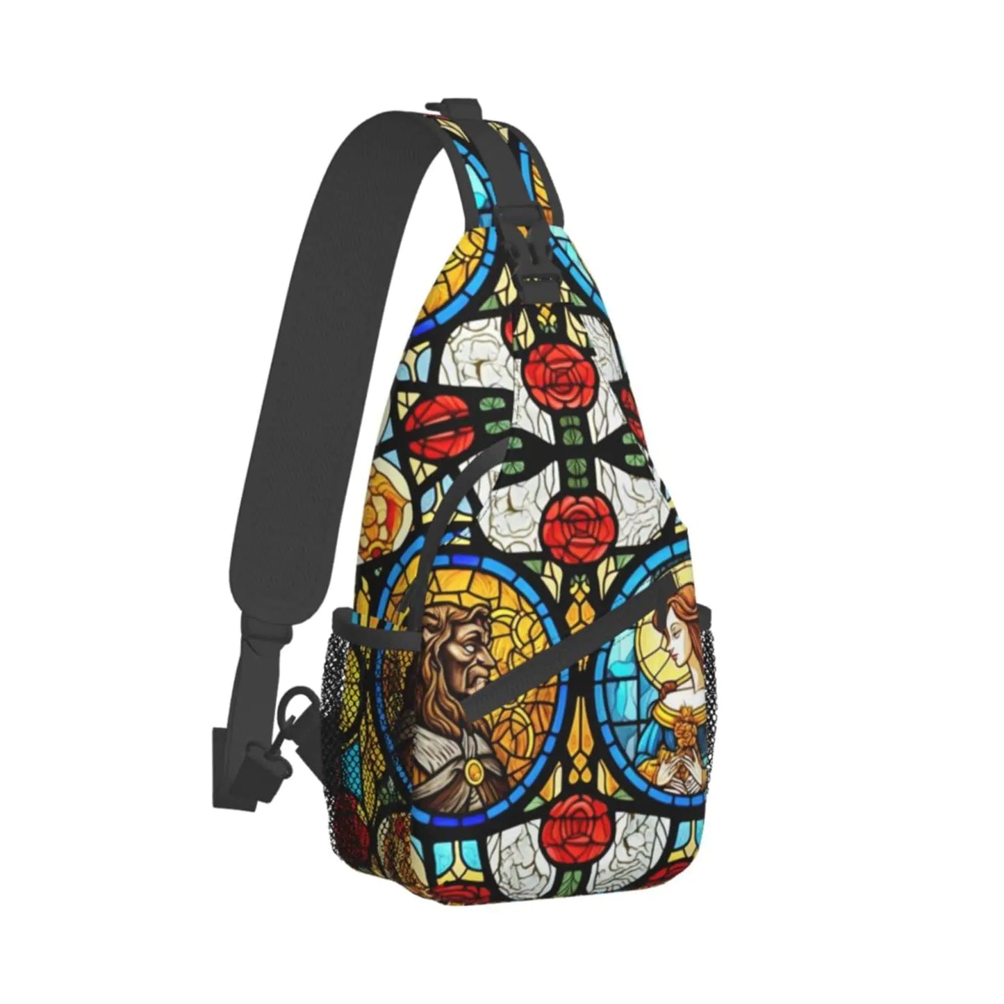 FYCFSLMY Creative Bottles Beer Art Crossbody Sling Backpack For Women & Men Chest Sling Backpack Casual For Travel Hiking Beauty and Beast Fairytale Glass One Size Sling Backpacks