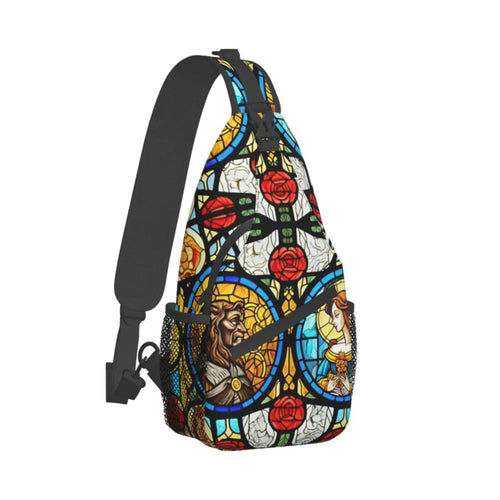 FYCFSLMY Creative Bottles Beer Art Crossbody Sling Backpack For Women & Men Chest Sling Backpack Casual For Travel Hiking Beauty and Beast Fairytale Glass One Size Sling Backpacks