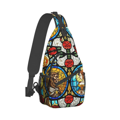 FYCFSLMY Creative Bottles Beer Art Crossbody Sling Backpack For Women & Men Chest Sling Backpack Casual For Travel Hiking Beauty and Beast Fairytale Glass One Size Sling Backpacks